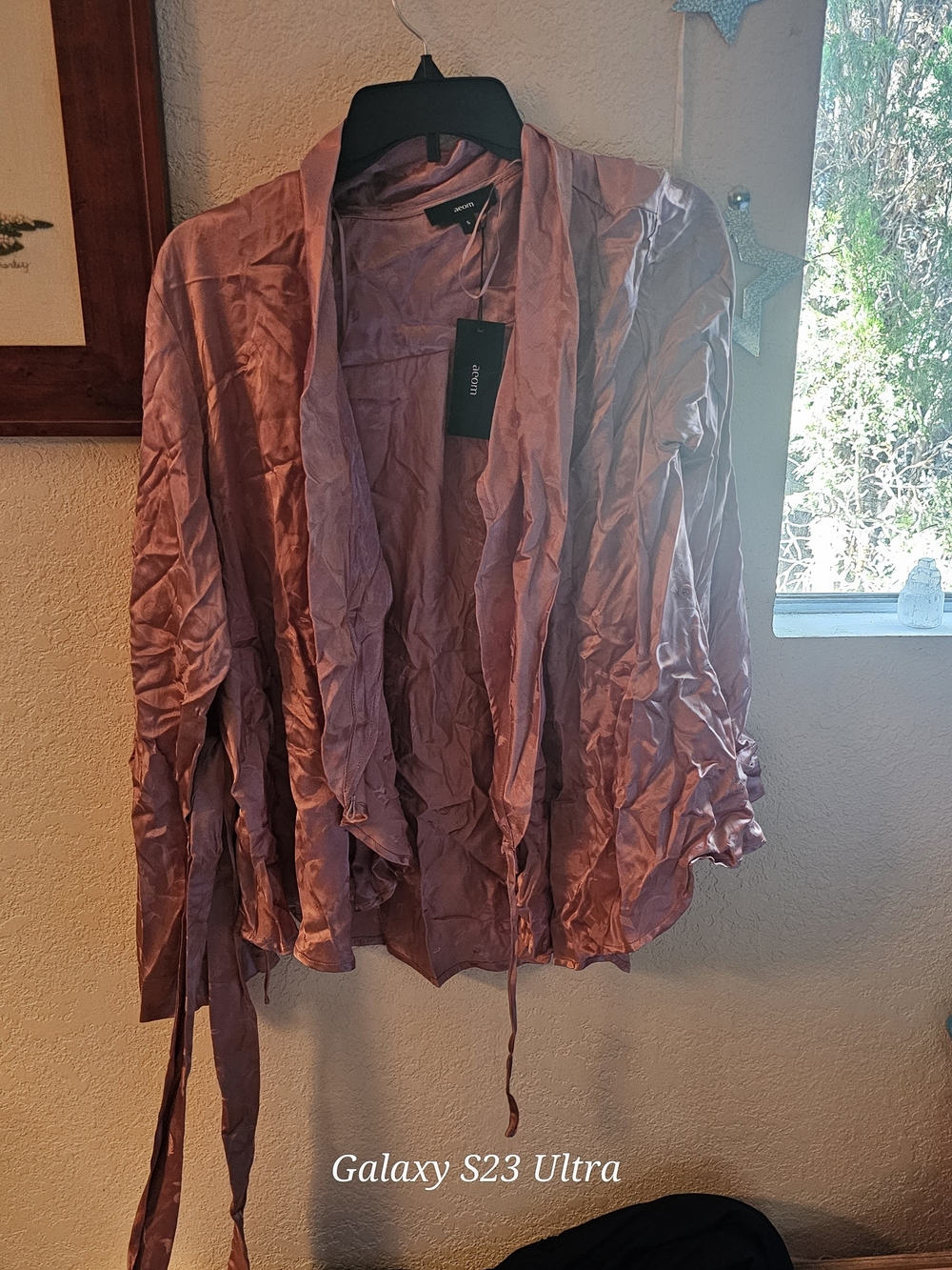 Acorn Mauve Satin Open-Front Women's Top